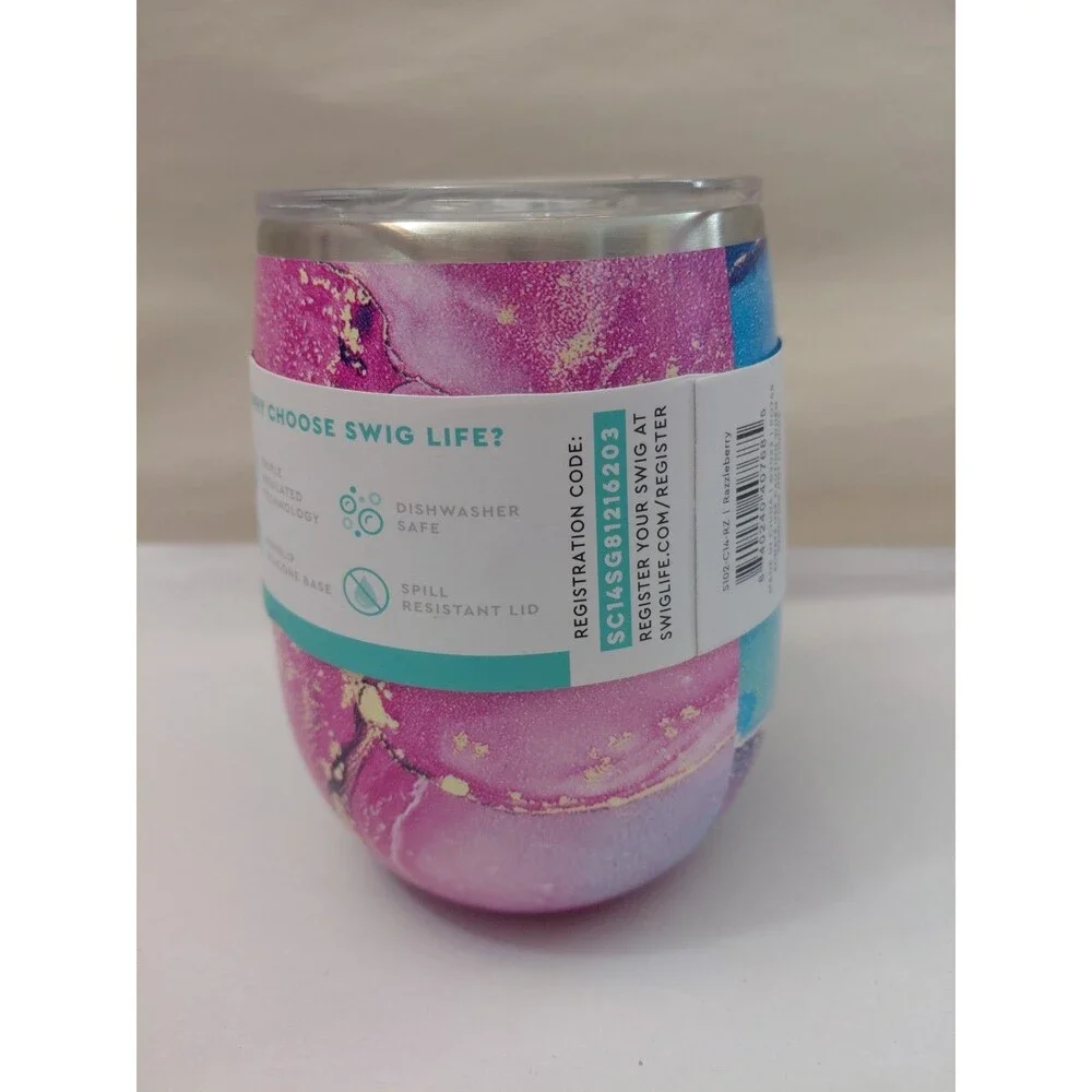 Swig Life Razzleberry Stemless Wine Cup w/Lid 14 oz Stainless Steel Insulated - Picture 3 of 9